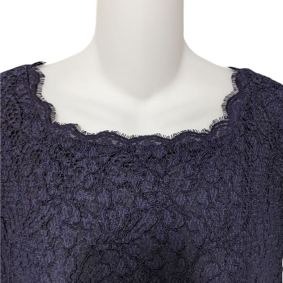 ADRIANNA PAPELL Navy BLUE Lace Column Dress 12 - Picture 3 of 11